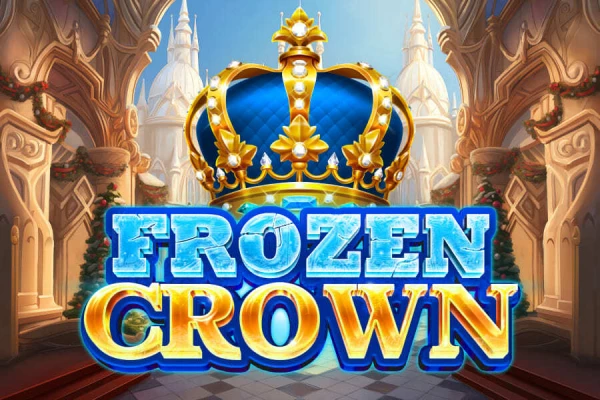 Frozen Crown slot game logo featuring a majestic ice-blue crown against a castle backdrop, with the game title in icy letters.