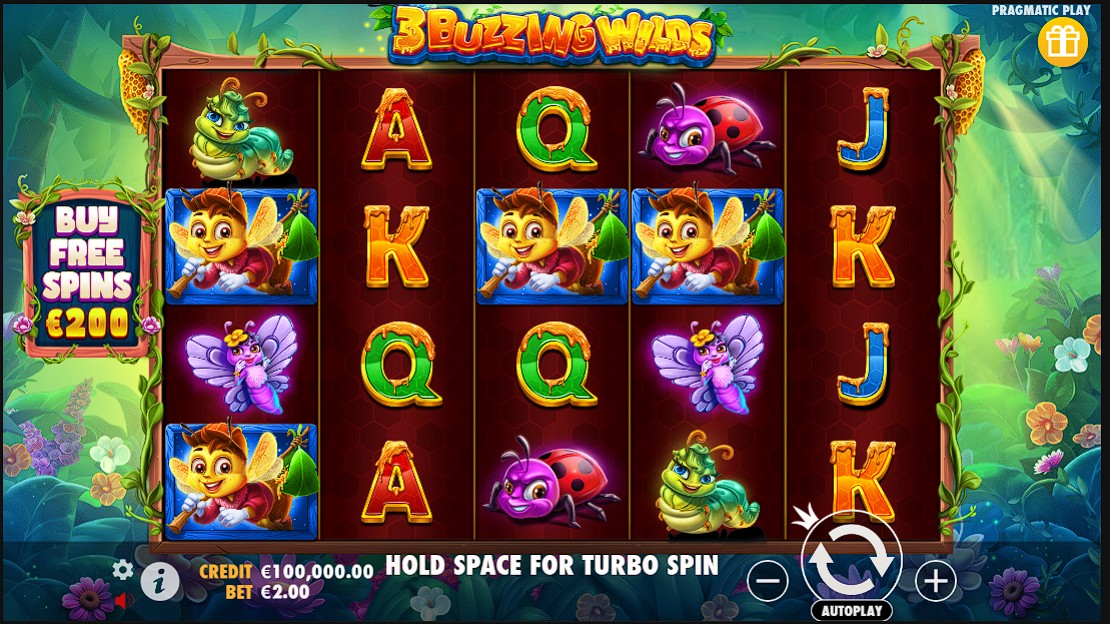 3 Buzzing Wilds Interface de slot