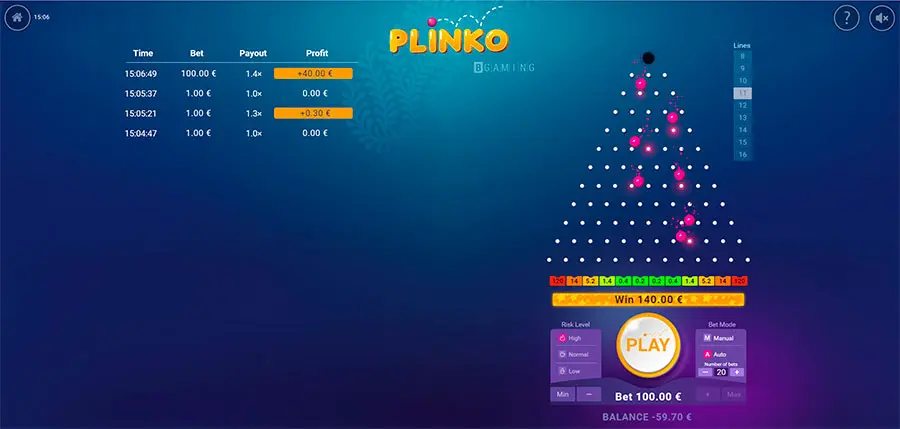 Plinko Interface de slot