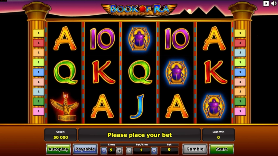 Book of Ra Interface de slot