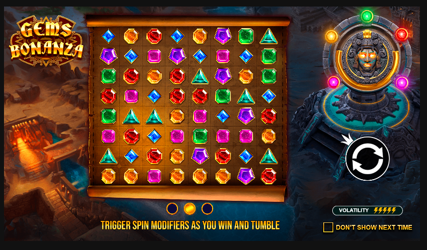Gems Bonanza Interface de slot
